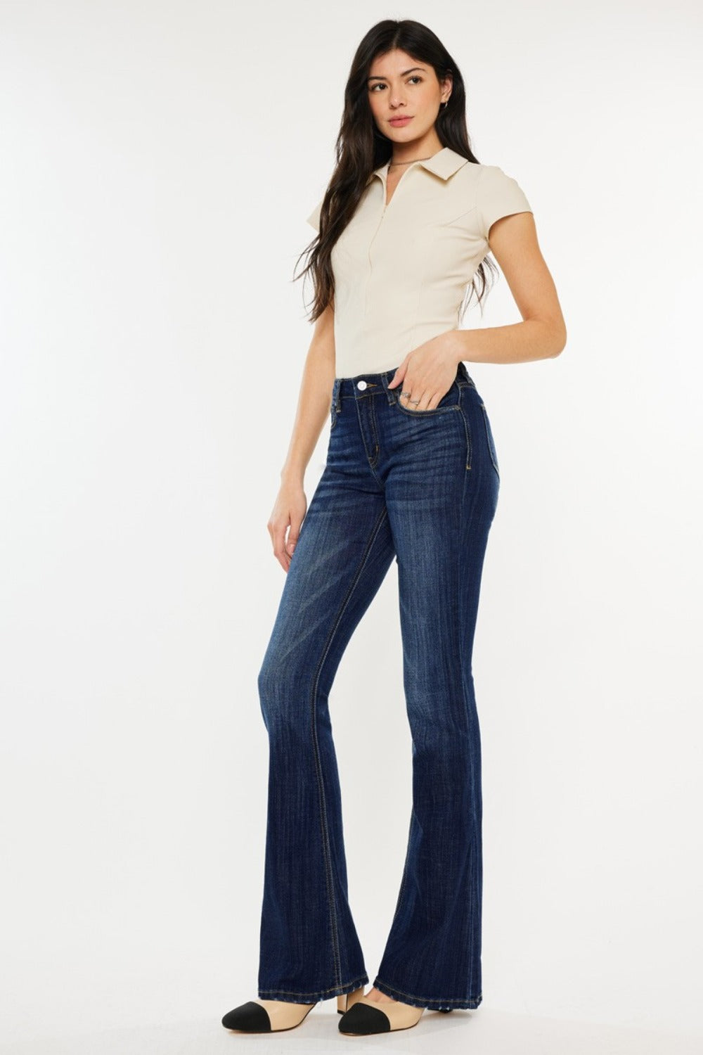 Light Stretch Plus Size Mid Rise Flare Jeans