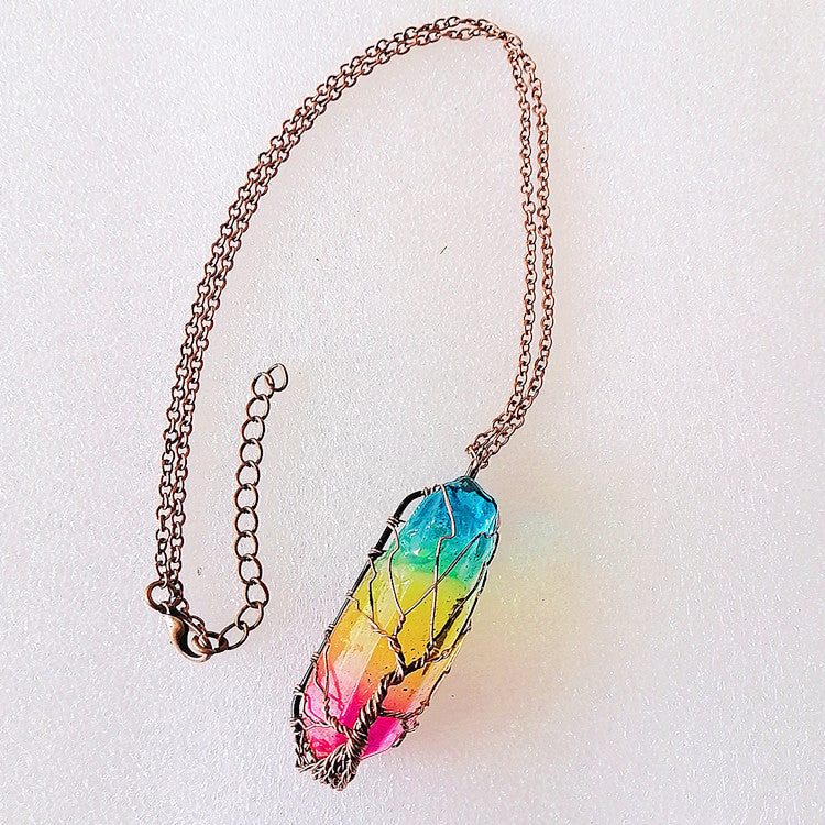 Crystal Pillar Tree Of Life Necklace