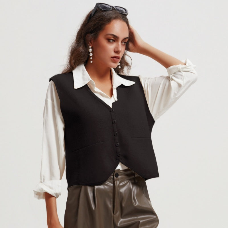 Women's Single-breasted Knitted Cardigan Retro Short