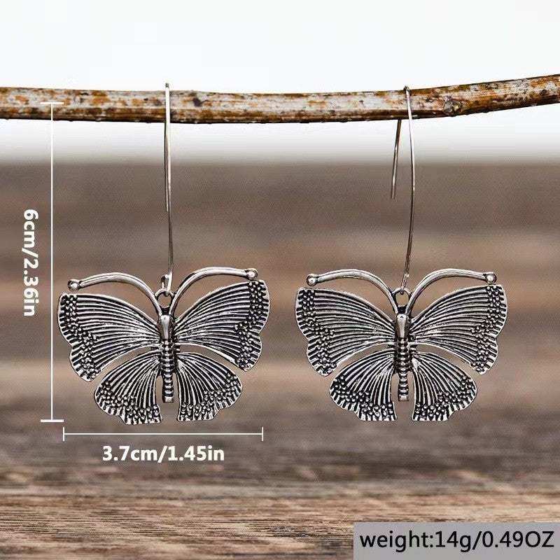 Vintage Long Butterfly Hook Earrings