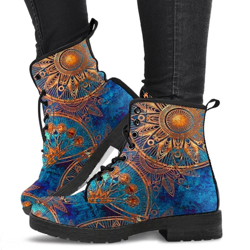 Blue & Gold Mandala Martin Boots