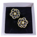 3D Multi Glass Stone Stud Earrings Black Bazaare Mart Flower Earrings