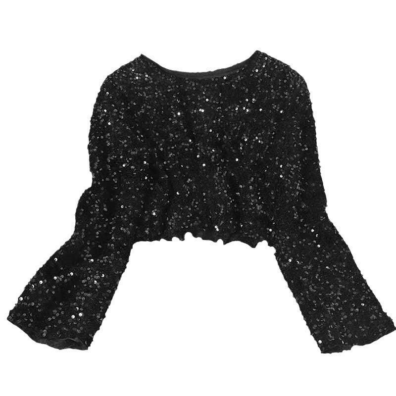 Cashmere Sequin Crop Sweater
