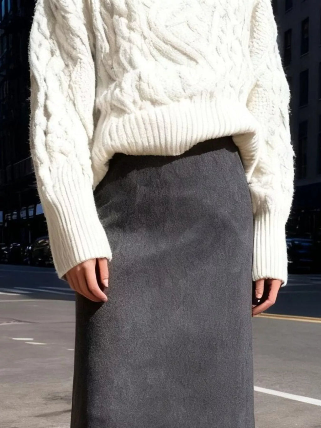 Suede Fringe Midi Skirt Trendsi Suede Fringe Midi Skirt