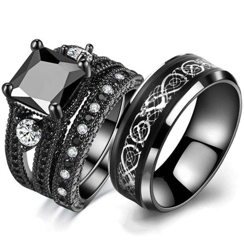 Black & Stainless Steel Man & Woman's Gothic Rings