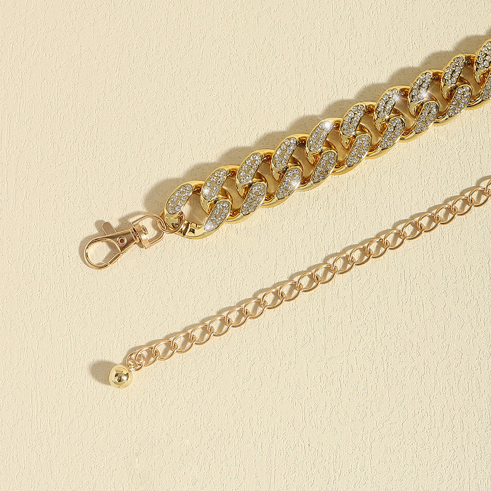 Wide Rhinestone Chain Belt