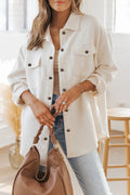 Sequined Tigers Textured Shacket Beige1 95%Polyester+5%Elastane Bazaare Mart Outerwear