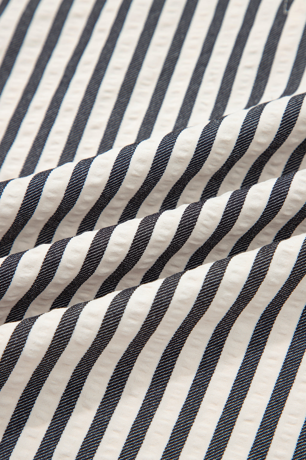 B&W Stripe Polo Collar Half Zip Short Puff Sleeve Blouse Bazaare Mart Tops/Blouses & Shirts