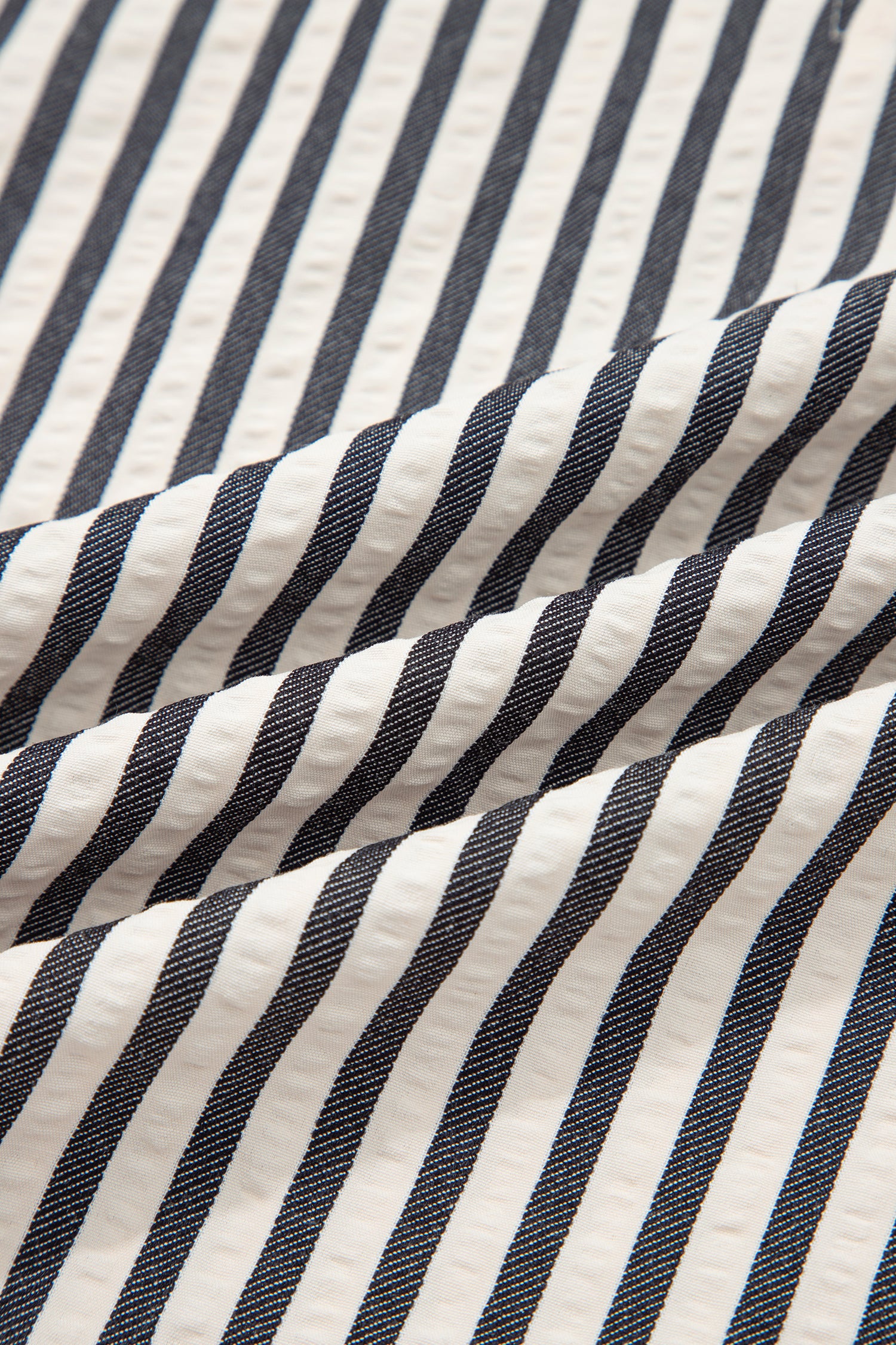 B&W Stripe Polo Collar Half Zip Short Puff Sleeve Blouse Bazaare Mart Tops/Blouses & Shirts