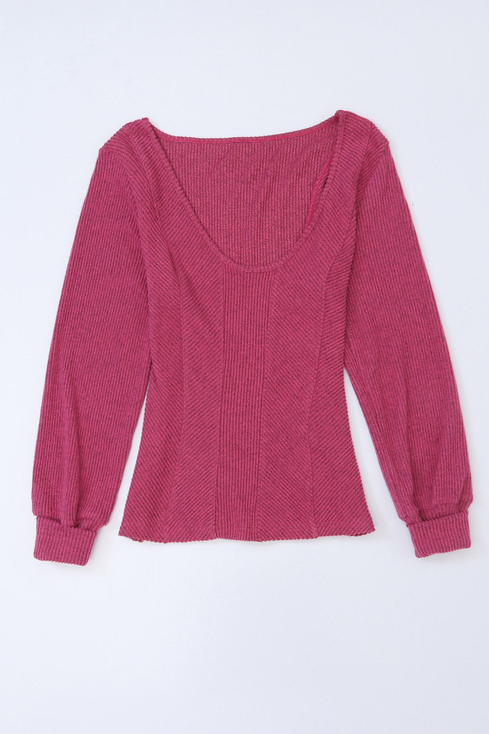 Plus Size Long Sleeve Ribbed Slim Fit Knit Top