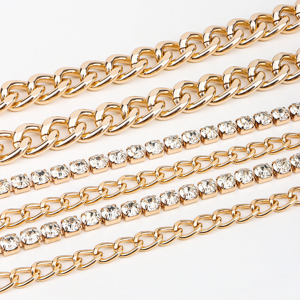 Gold Chain Belt Hollow Rhinestone Multi-layer Chain Belt