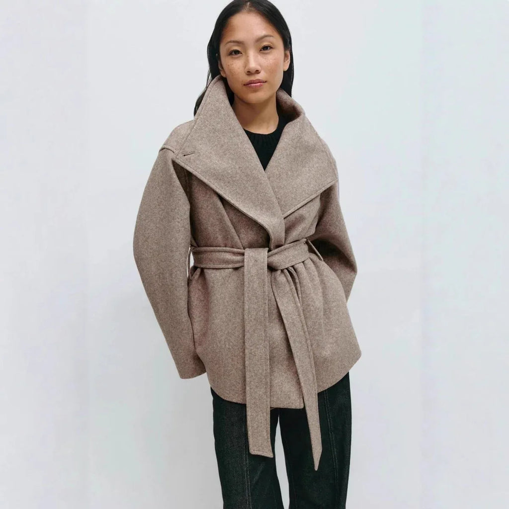 Classic Wrap Wool Coat Bazaare Mart Wool Sash Tie Jacket