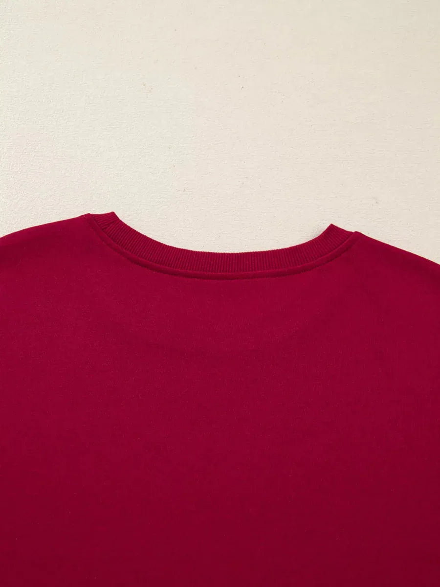 Contrast Striped Bow Detail Drop Shoulder Sweatshirt Dress with Pockets Bazaarre Mart Contrast Striped Bow Detail Drop Shoulder Sweater Dress