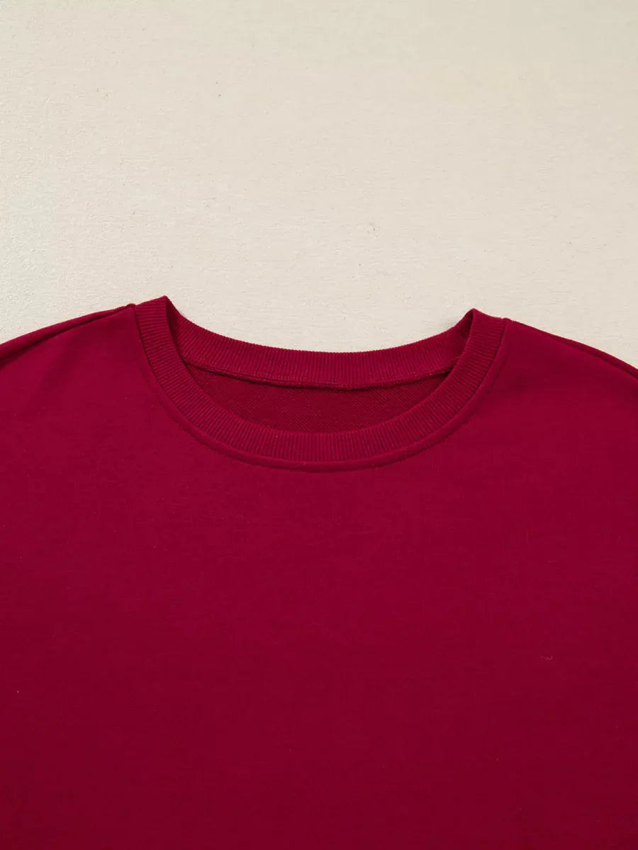 Contrast Striped Bow Detail Drop Shoulder Sweatshirt Dress with Pockets Bazaarre Mart Contrast Striped Bow Detail Drop Shoulder Sweater Dress