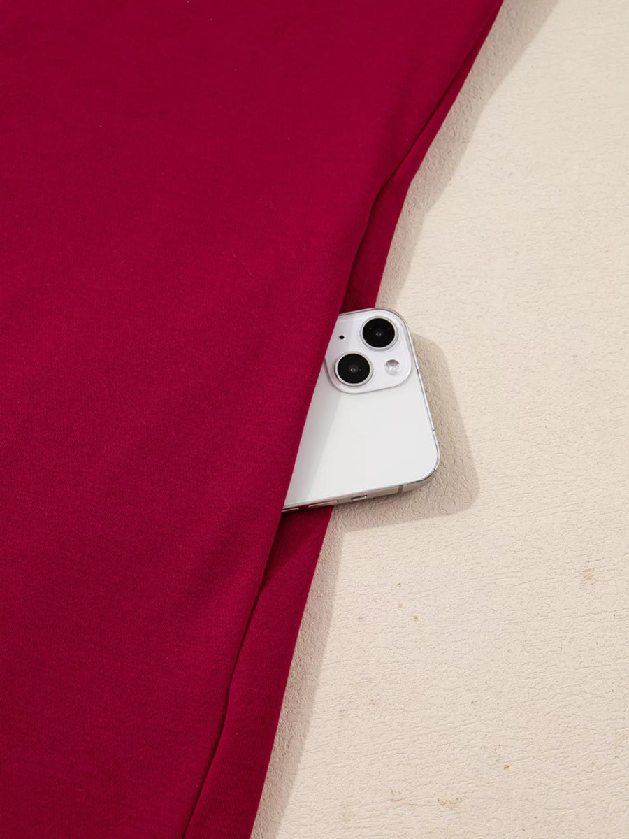 Contrast Striped Bow Detail Drop Shoulder Sweatshirt Dress with Pockets - Bazaare Mart