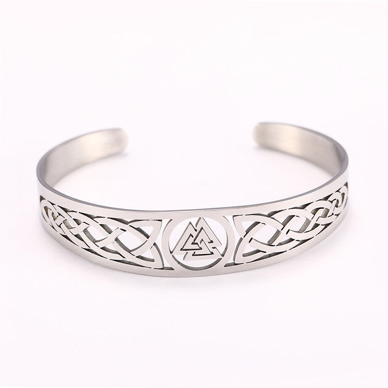 Asgard Stainless Steel Valknut Cuff Bracelet