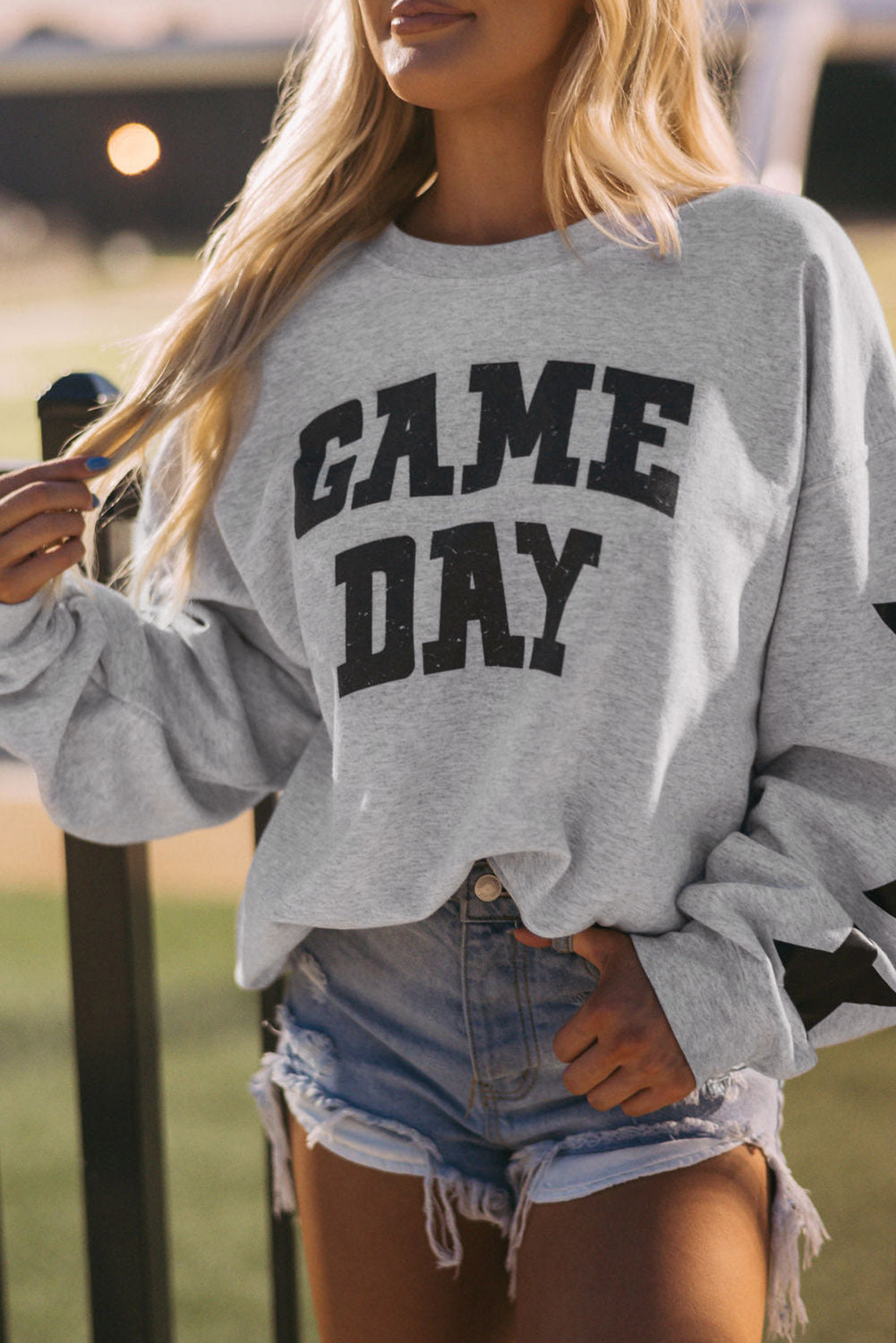 Black Game Day Graphic Football Sweatshirt