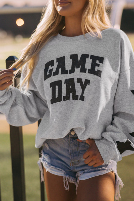 Black Game Day Graphic Football Sweatshirt