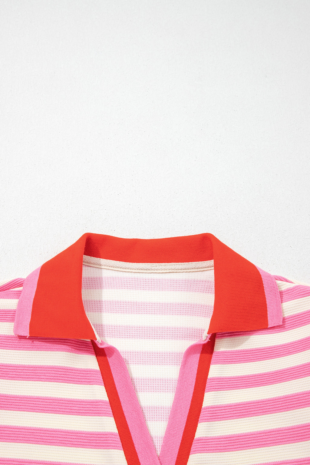 Striped Polo Collar Blouse – Contrast Trim Ruffle Sleeve Casual Women’s Top Dear-Lover Dropshipping Tops/Blouses & Shirts