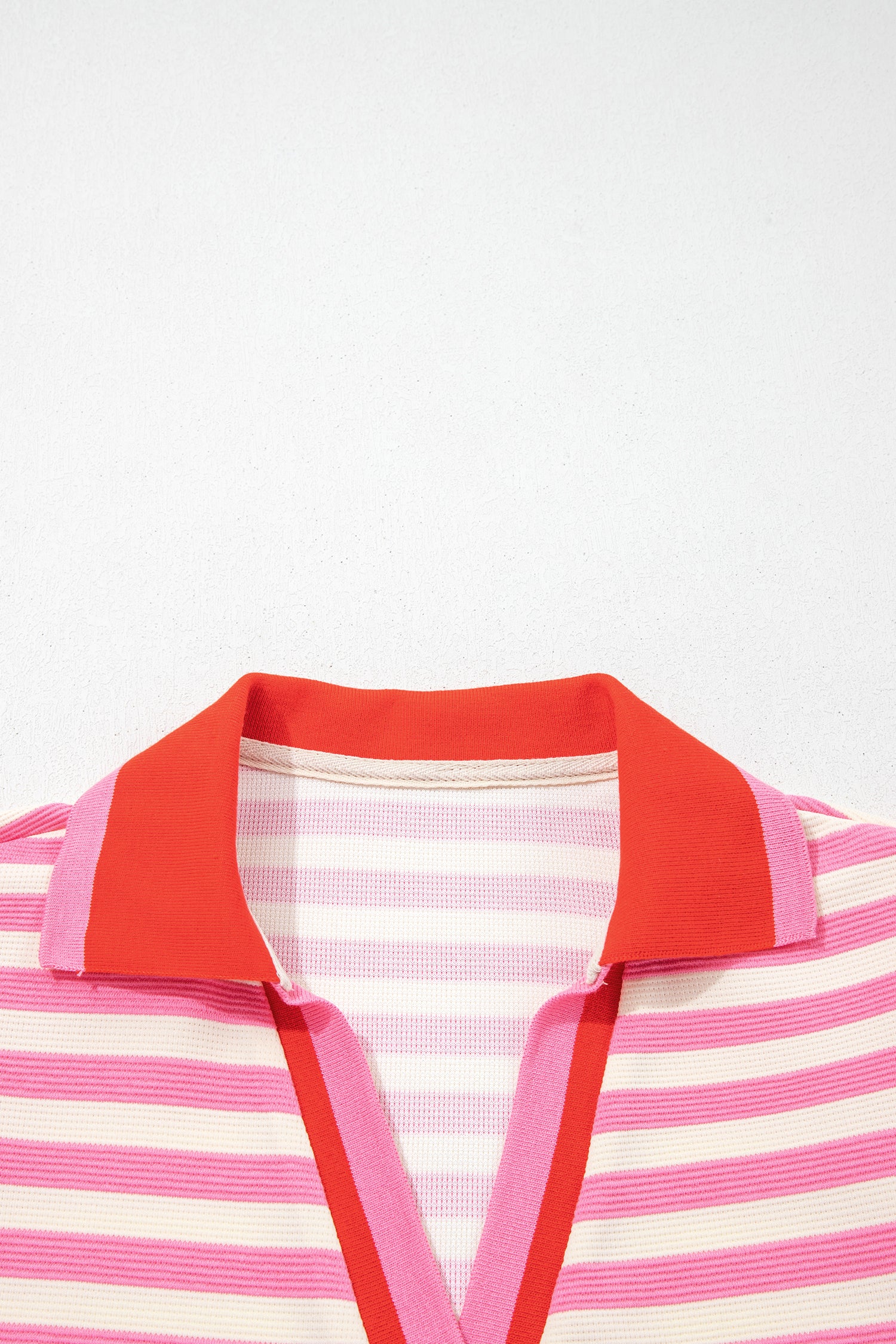 Striped Polo Collar Blouse – Contrast Trim Ruffle Sleeve Casual Women’s Top Dear-Lover Dropshipping Tops/Blouses & Shirts