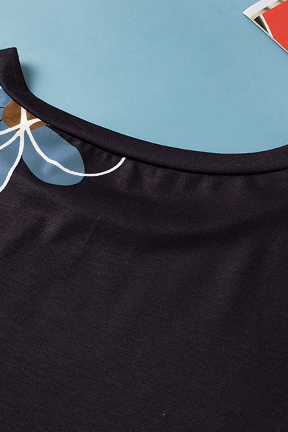 Black Flower T Shirt