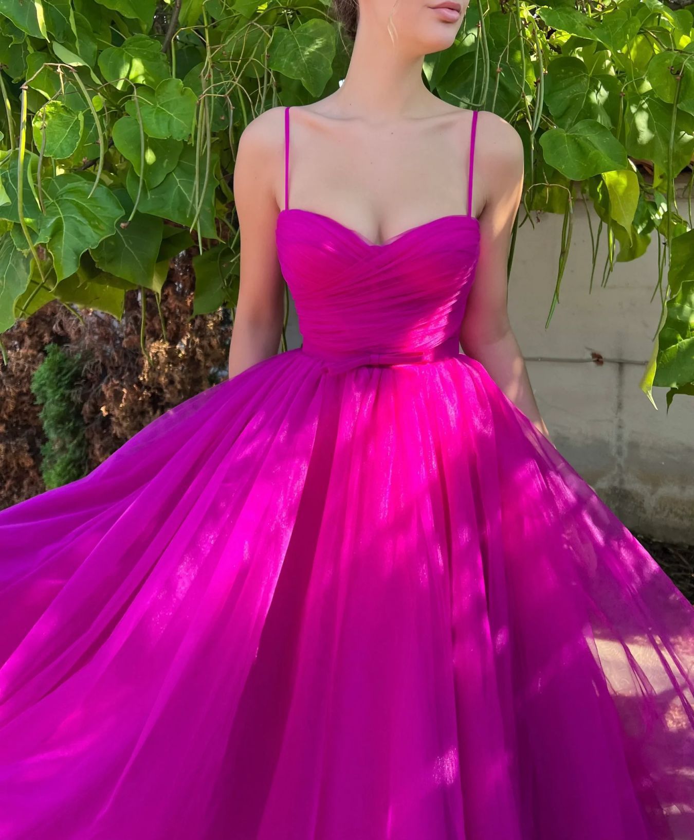 Strappy Magenta Ballerina Midi Dress CJ Dropshipping Formal Midi Dress