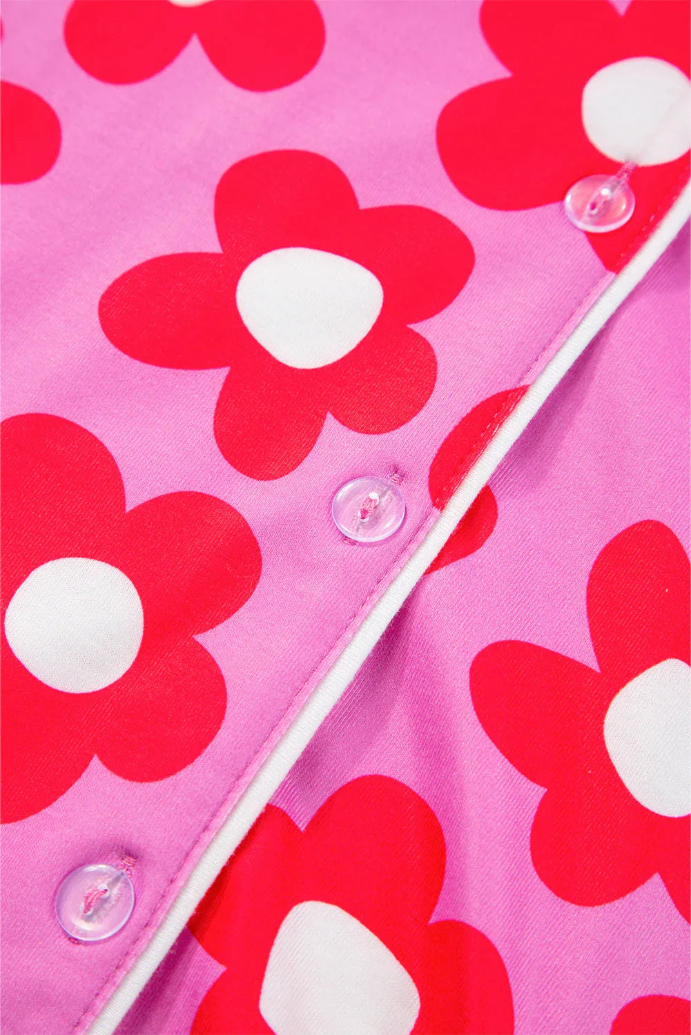 Pink Flower Print Short Sleeve Shirt Pajamas Set Dear-Lover Loungewear & Sleepwear/Sleepwear