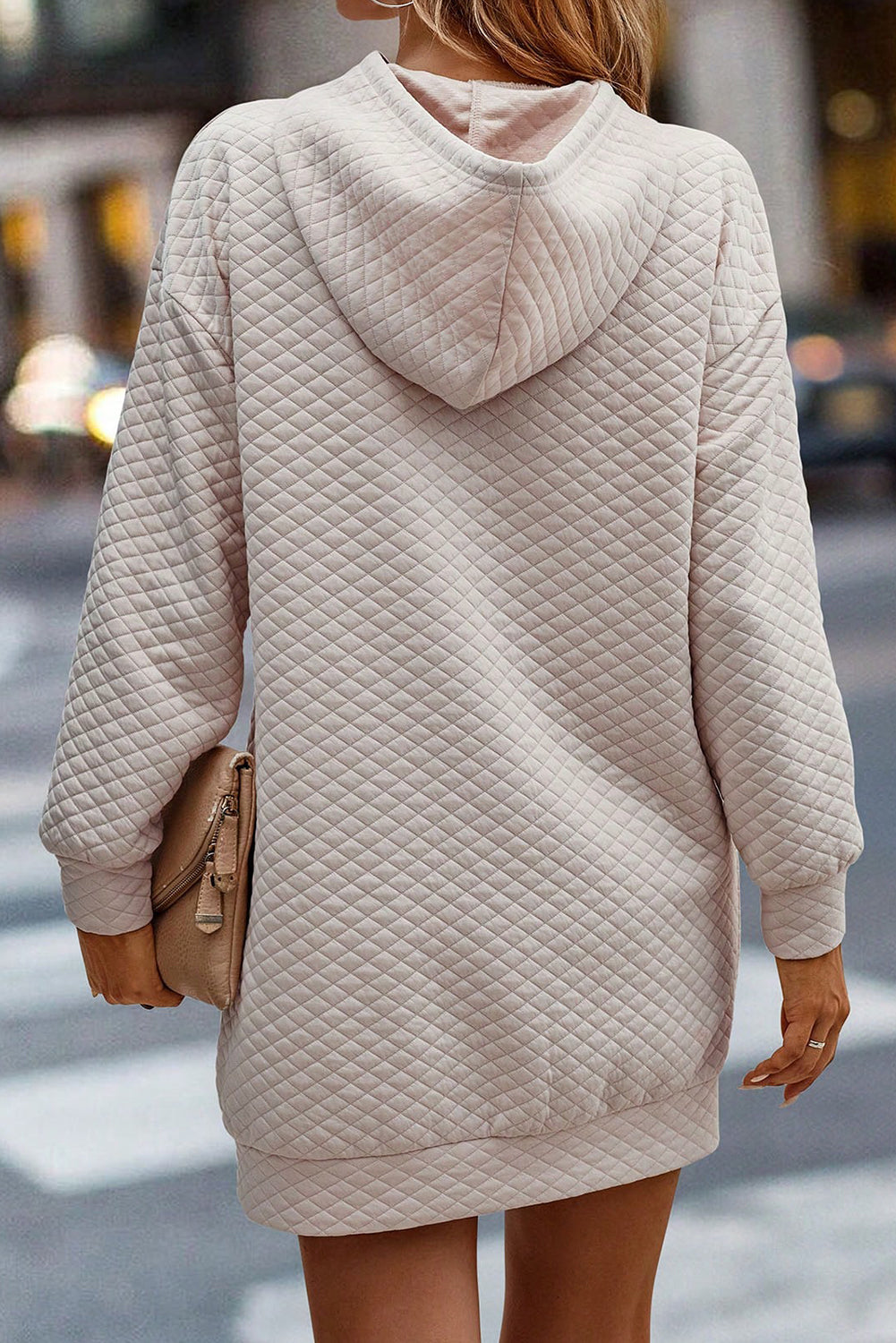 Solid Half Zipper Quilted Pullover Sweatshirt