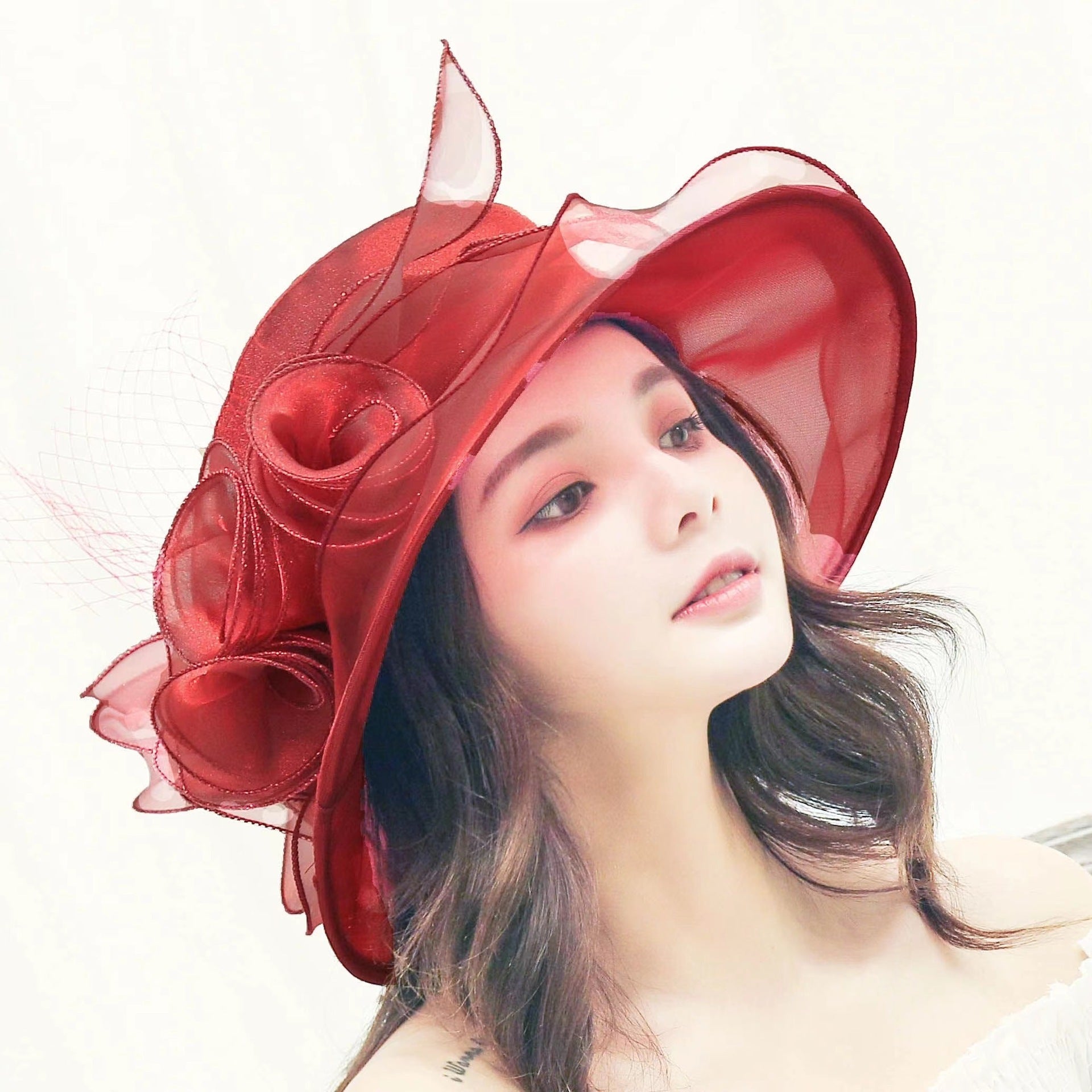 Fancy Mesh Floral Bowler Hat