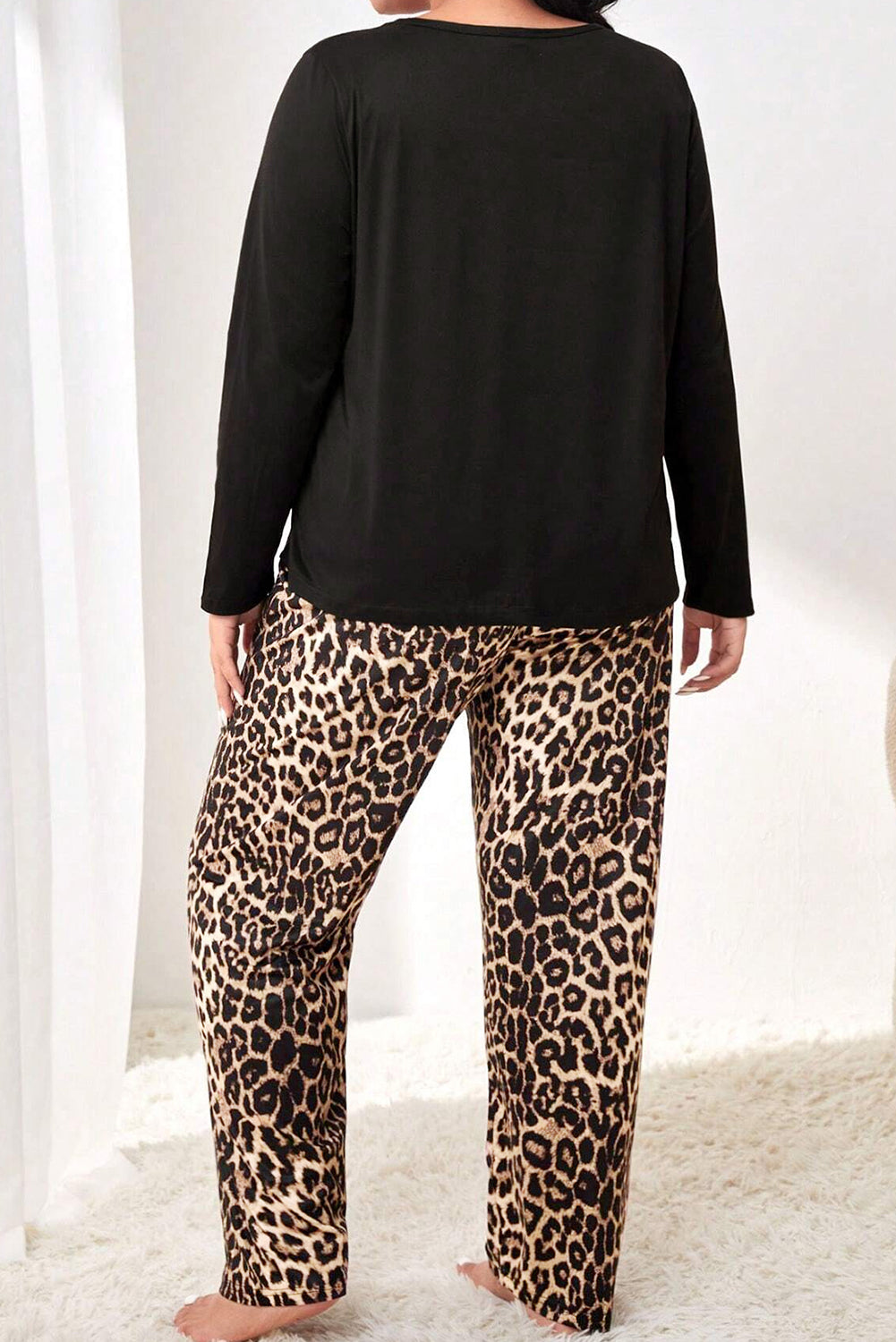 Black Leopard Plus Size Pajamas