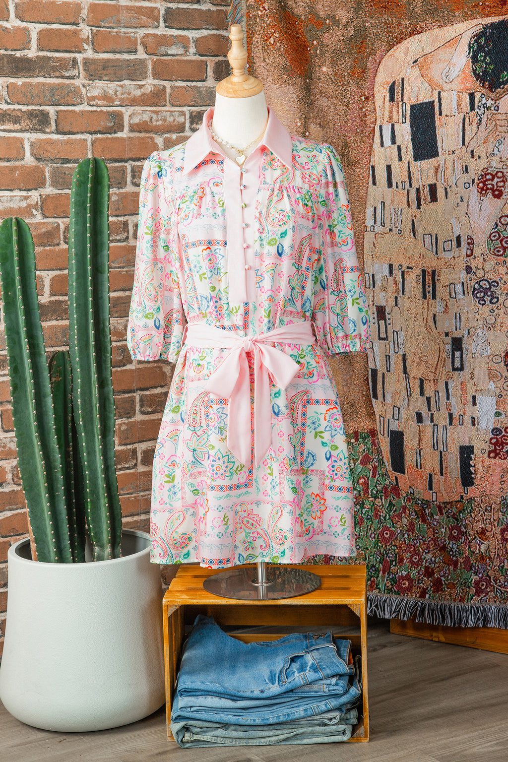Pink Pastel Patchwork Mini Dress – Half Button Belted Color Block Dress Dear-Lover Dropshipping Dresses/Floral Dresses