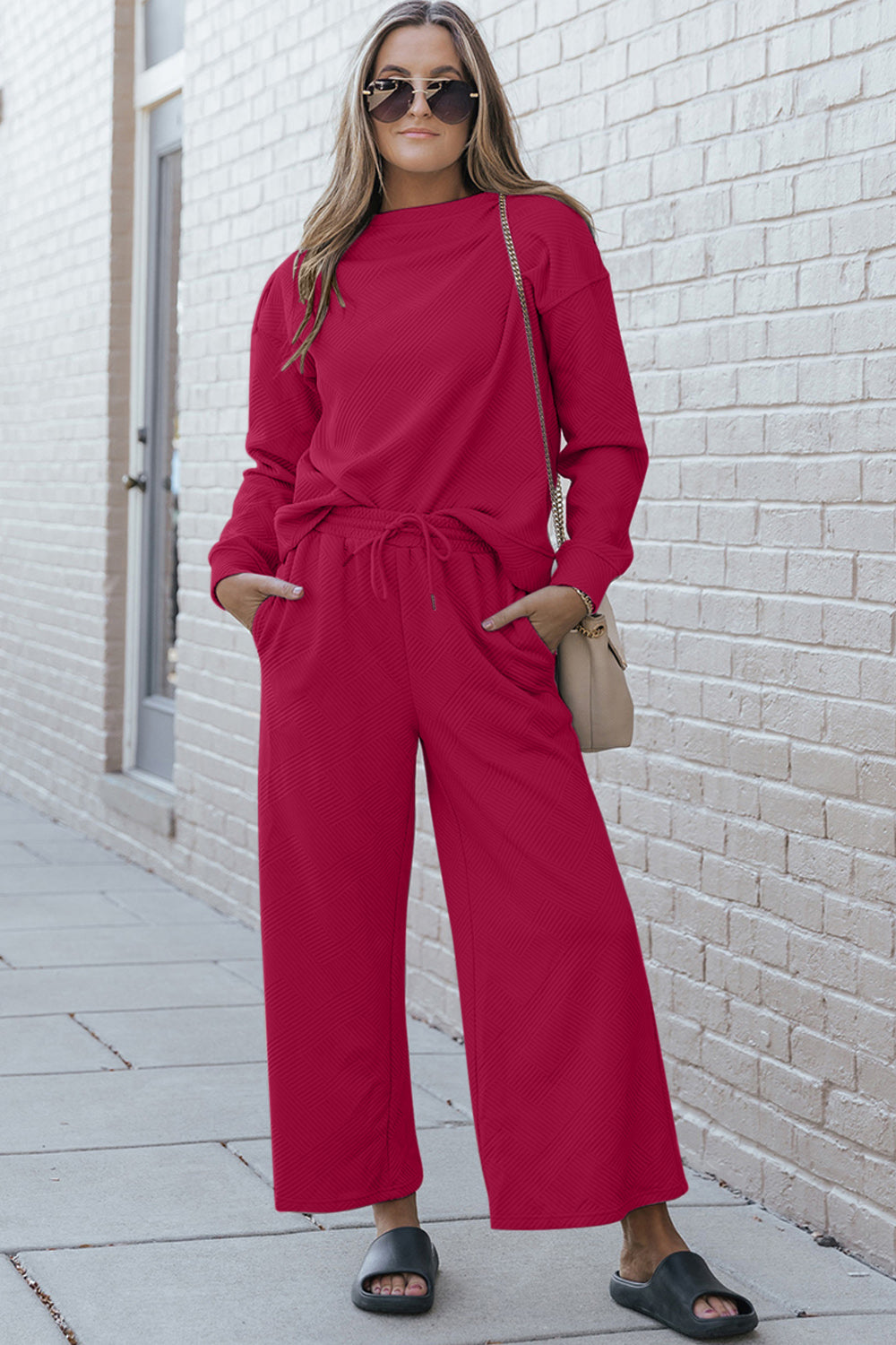 Wide Leg Sweat Pants Set