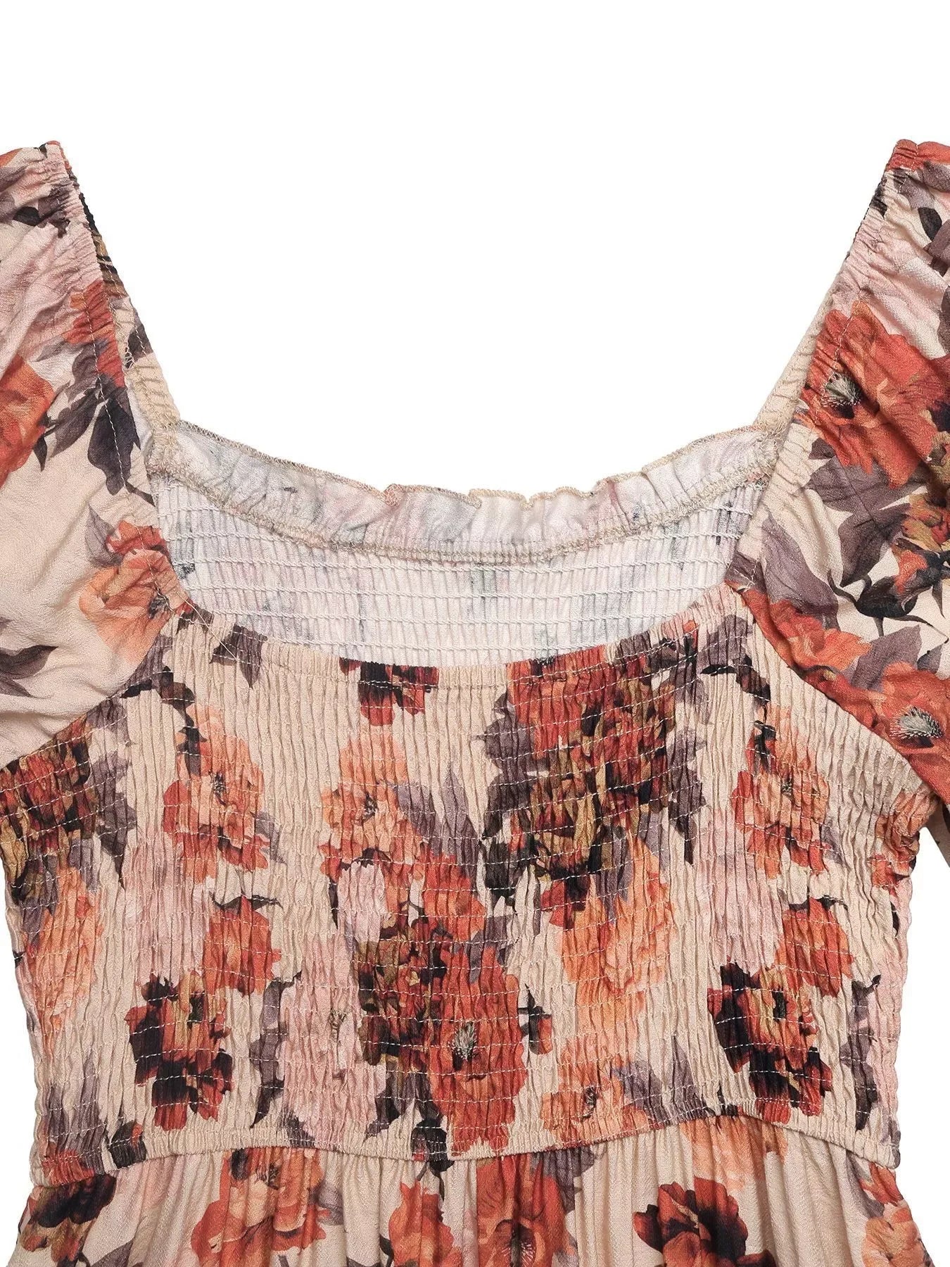 Smocked Floral Print Flounce Sleeve Dress Trendsi Floral Midi Dress