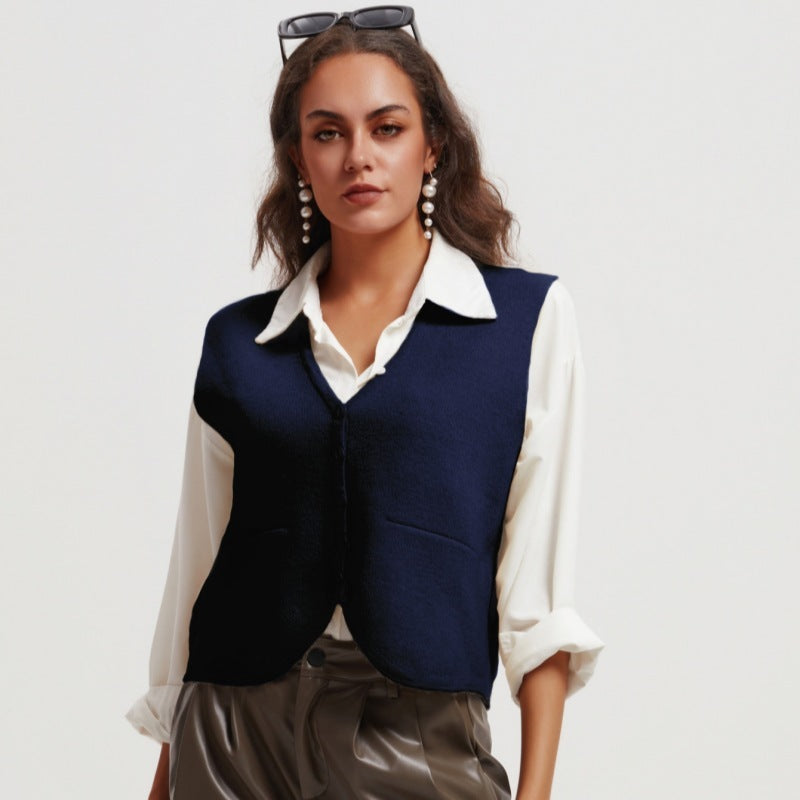Women's Single-breasted Knitted Cardigan Retro Short