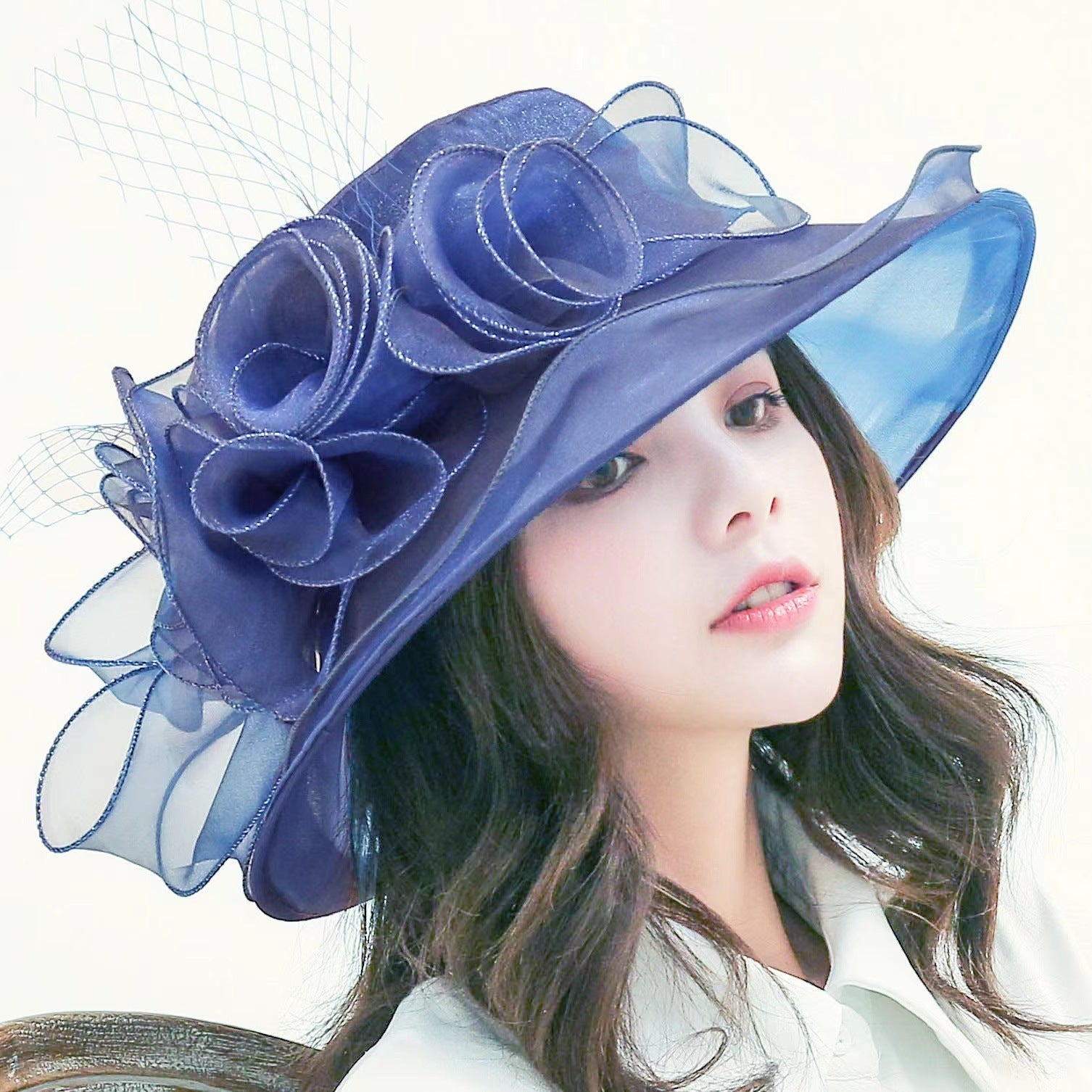 Fancy Mesh Floral Bowler Hat