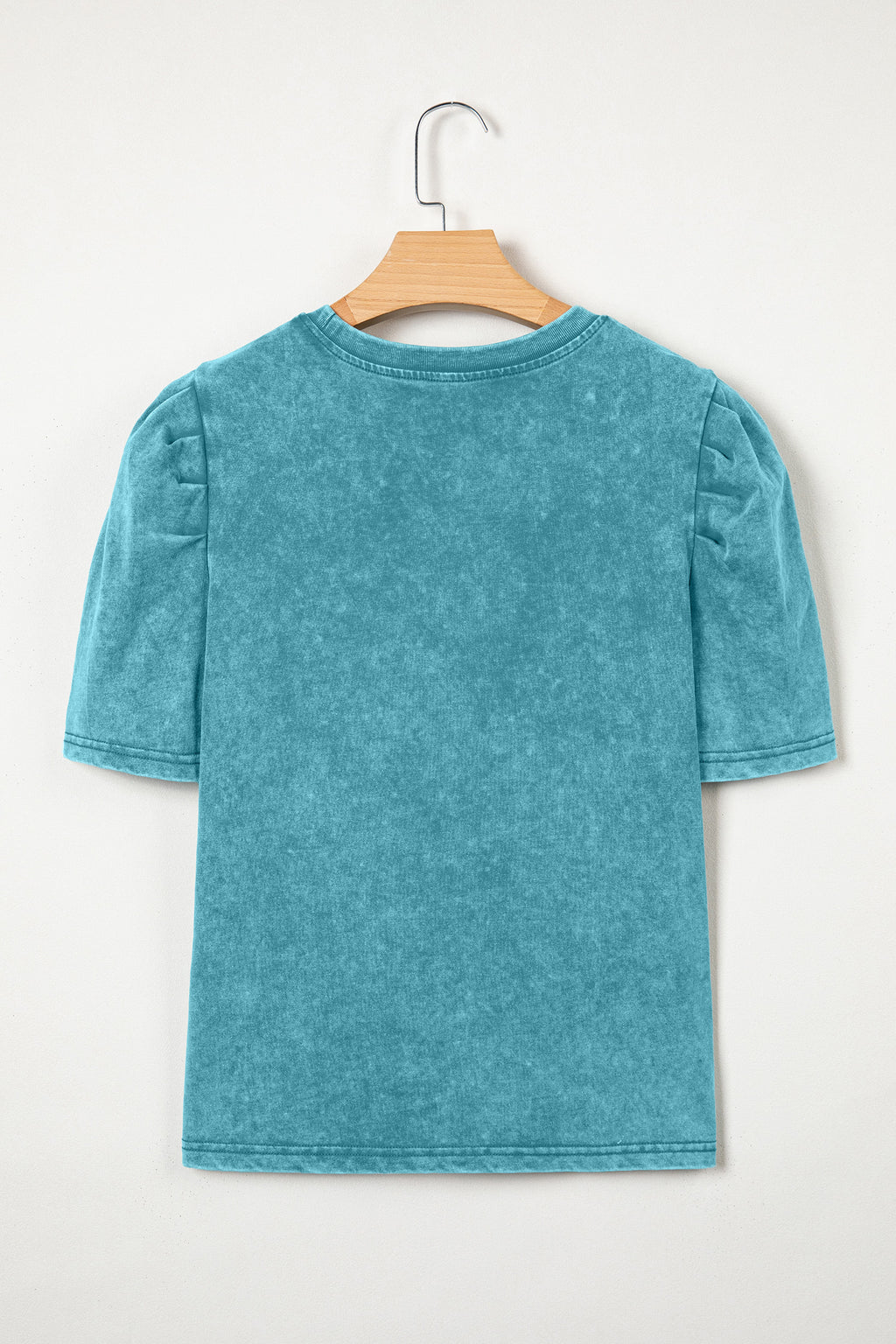 Turquoise Western Embroidered Cotton Tee – Mineral Wash Puff Sleeve Cowboy Top Dear-Lover Dropshipping Tops/Tops & Tees