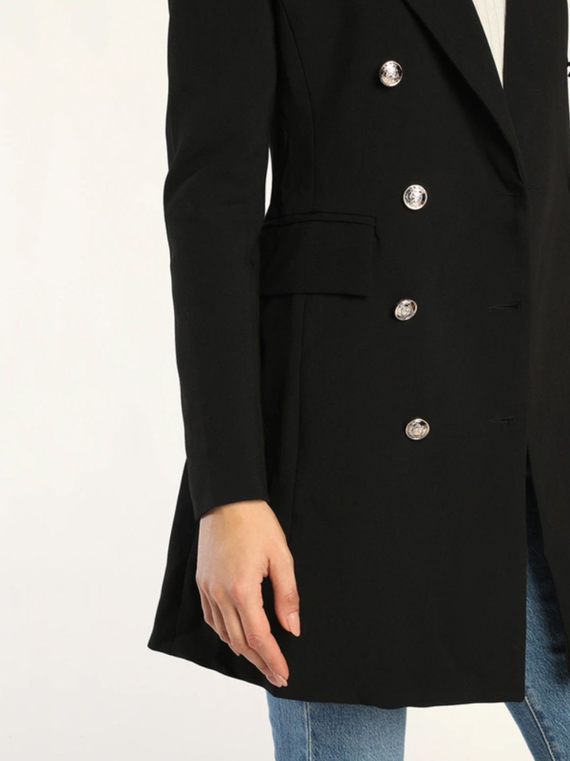 Double Breast Lapel Collar Long Sleeve Blazer