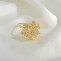 Lady's Rotating Snowflake Ring Gold Adjustable opening CJ Dropshipping Ring