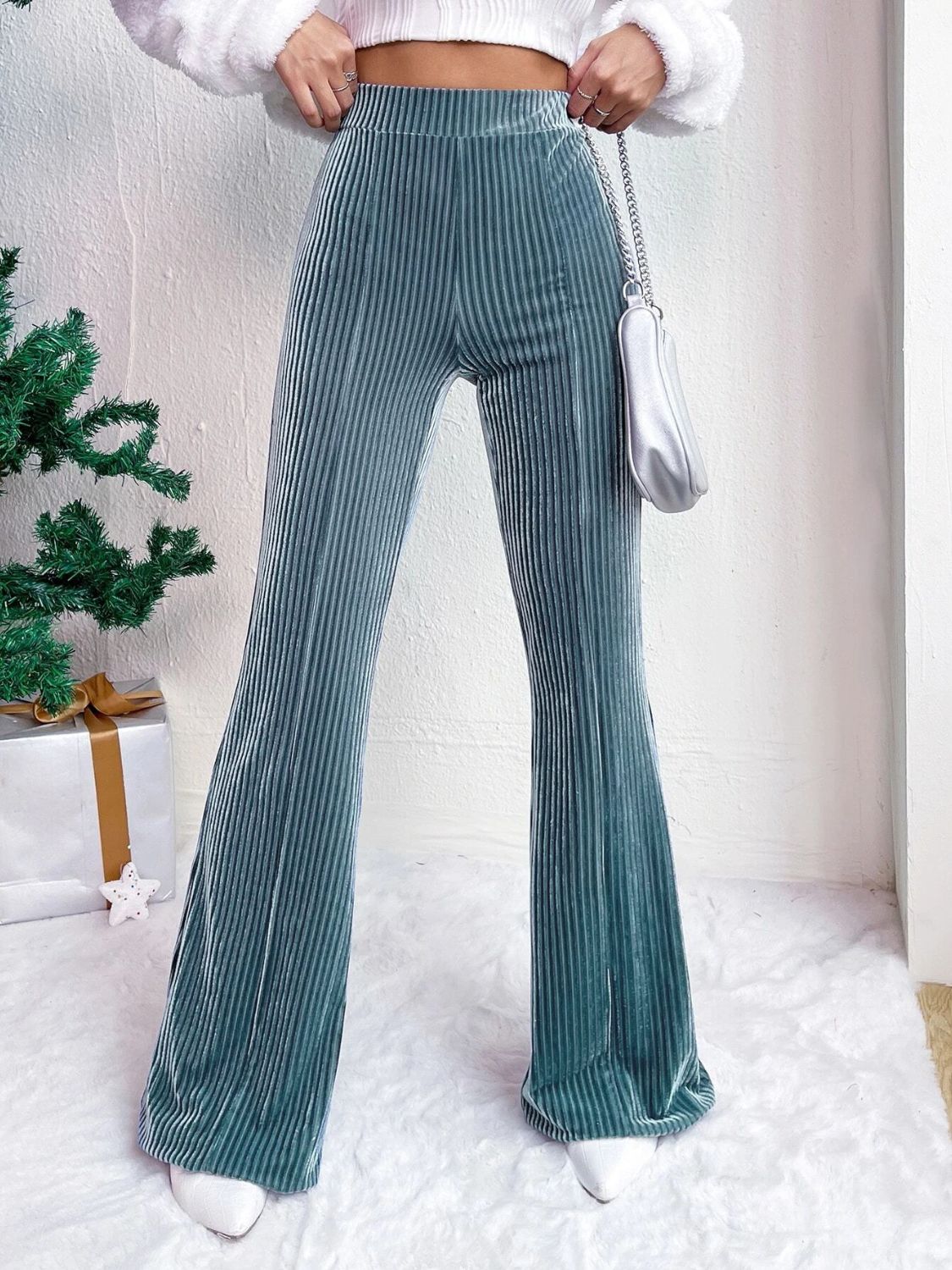 High Waist Corduroy Flare Pants