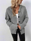 Button-Down Hooded Sweater Heather Gray Bazaare Mart Cardigan