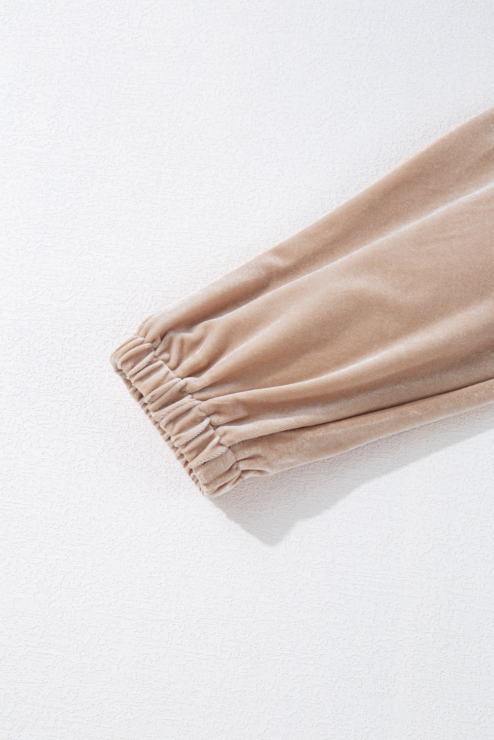 Beige Velvet Zipped Top and Joggers Two Piece Set