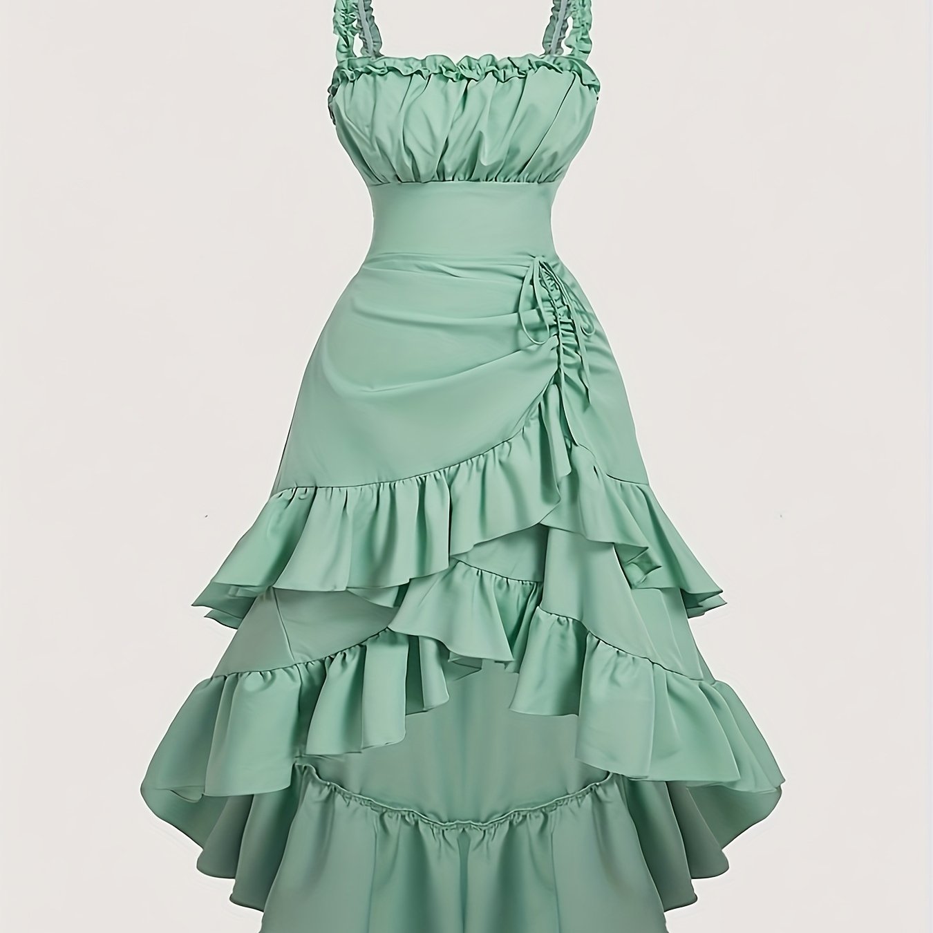 Romantic Multi-Layer Vintage Ruffled Hem Dress