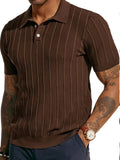 Men's Ribbed Polo Sweater Dark Brown Bazaare Mart Striped Polo