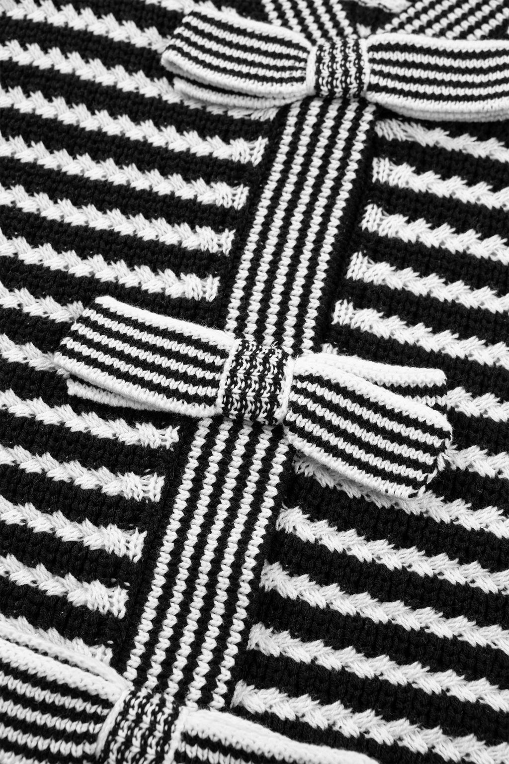 Striped Short Sleeve Knit V Neck Bow Knot Sweater Bazaare Mart Sweaters & Cardigans/Short Sleeve Sweaters