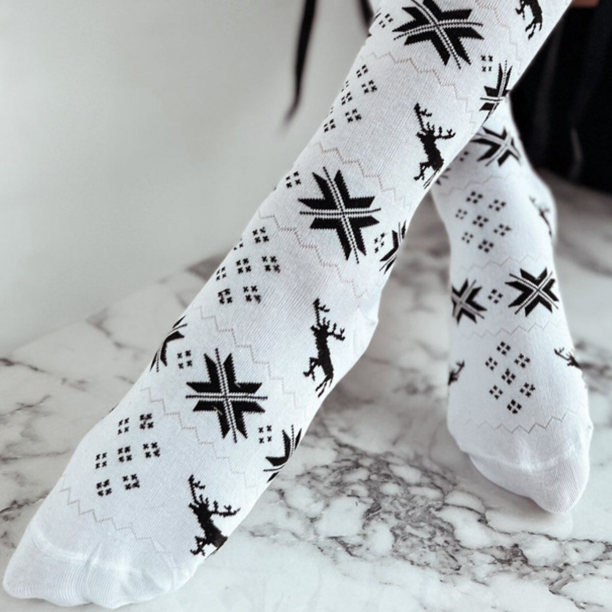 Bowknot Ribbed Trim Over Knee Stockings