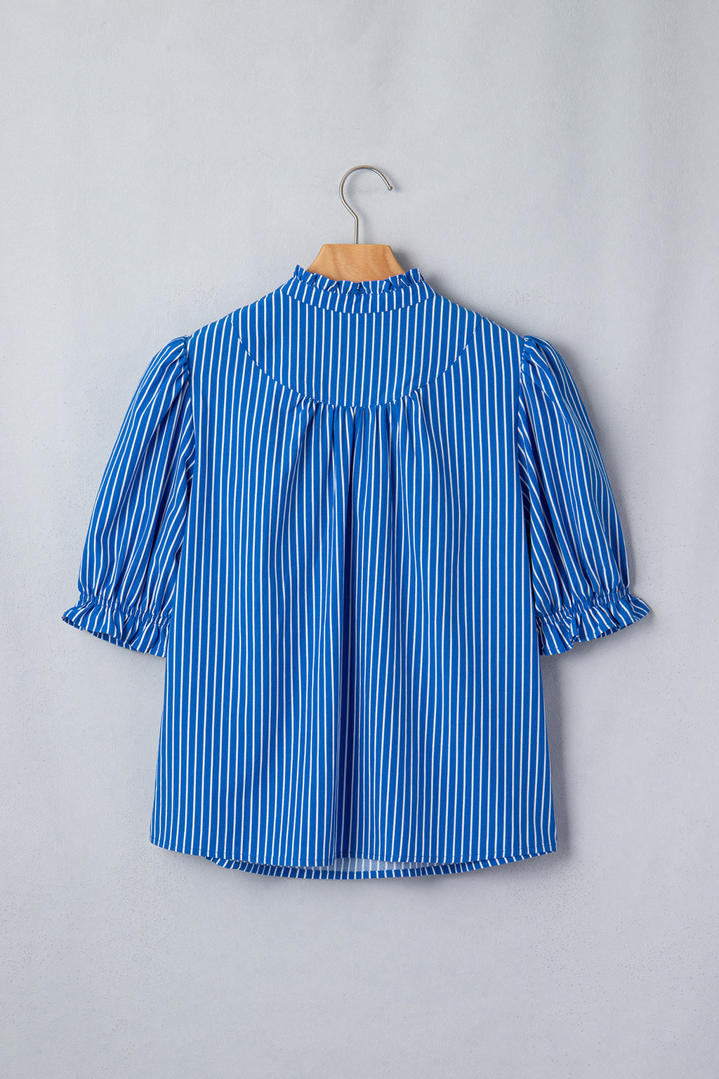Striped Puff Sleeve Button Front Blouse – Ruffle Cuff Summer Shirt for Women Dear-Lover Dropshipping Tops/Blouses & Shirts