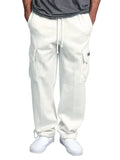 Men's Drawstring Cargo Style Sweatpants White Bazarre Mart Cargo Joggers