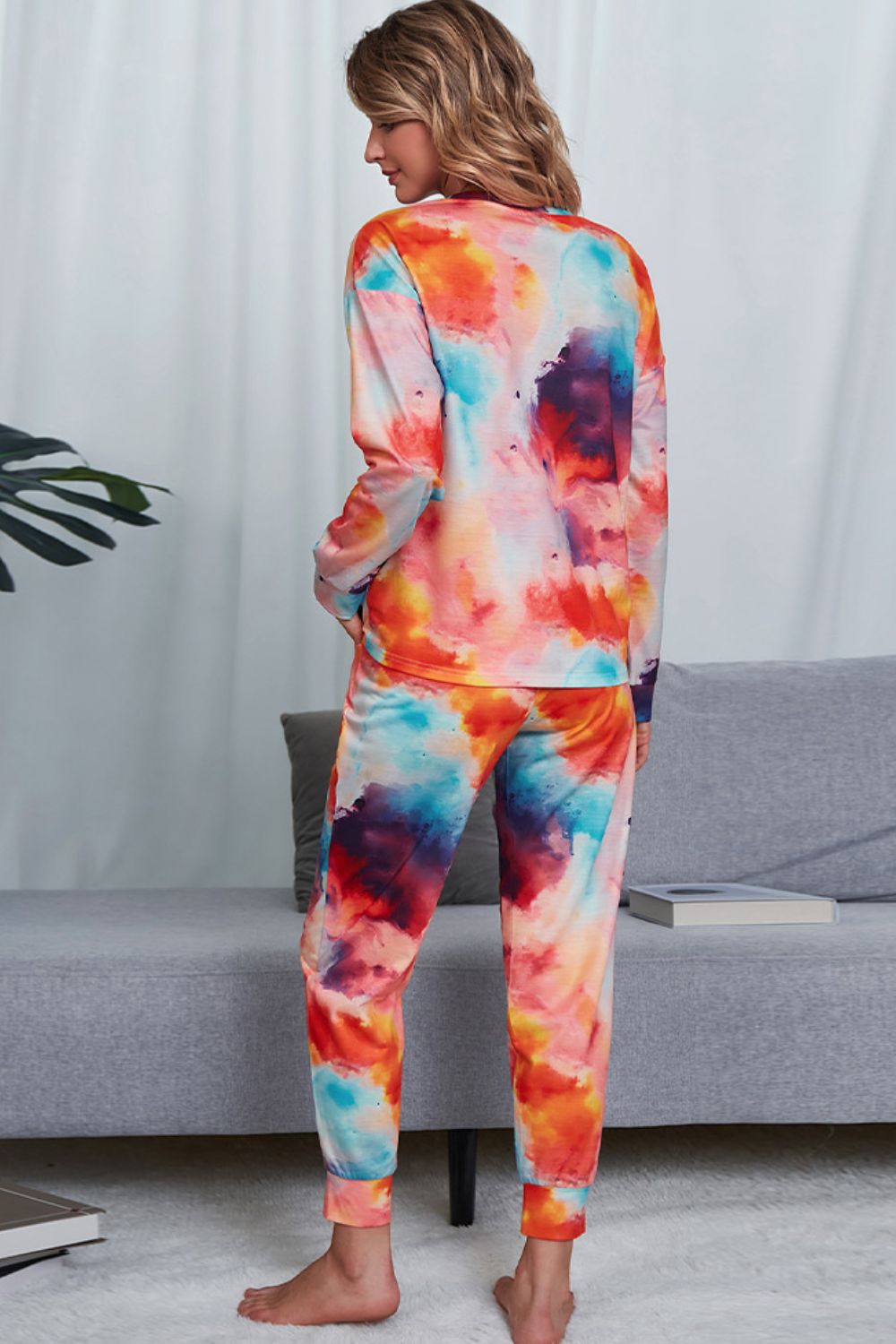 Tie-Dye Crewneck Long Sleeve Lounge Set