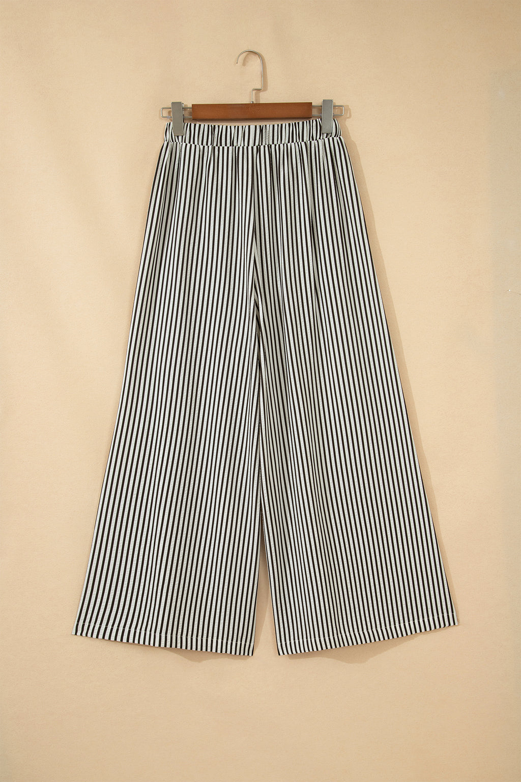 Black Stripe Elastic Waist Ultra Wide Leg Pants Dear-Lover Dropshipping Bottoms/Pants & Culotte