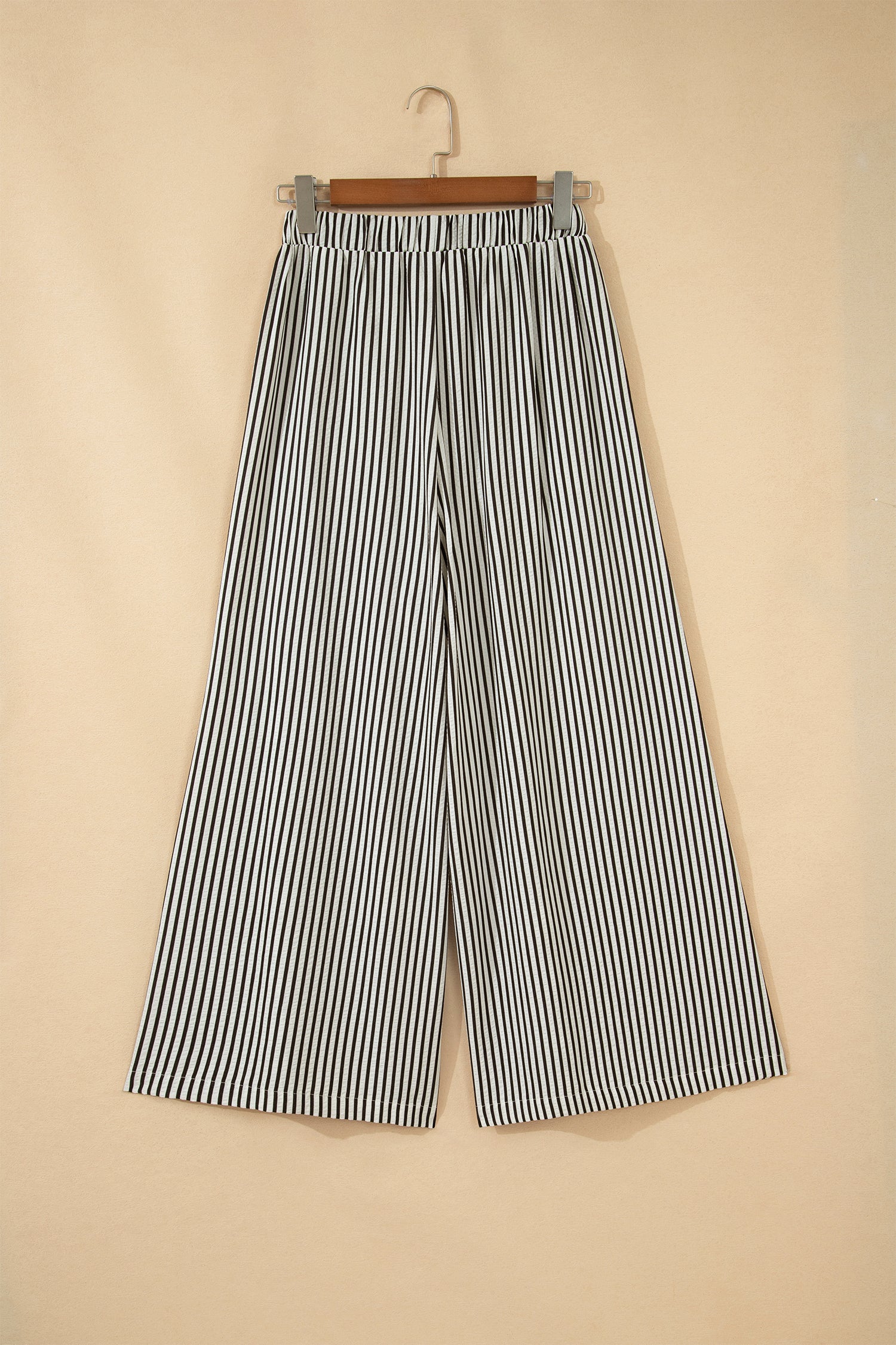 Black Stripe Elastic Waist Ultra Wide Leg Pants Dear-Lover Dropshipping Bottoms/Pants & Culotte